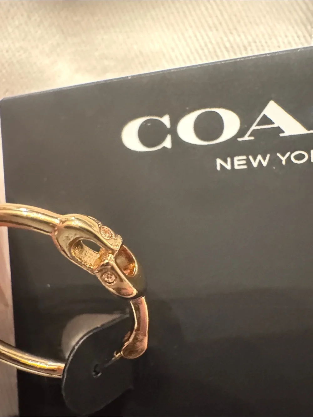 COACH Gold Women's Interlock C Signature Hoop Earrings - Picture 4 of 5